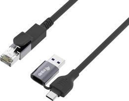 Equip 2 in 1 USB-C + A to RJ45 Gigabit Ethernet Cable, 5.0m
