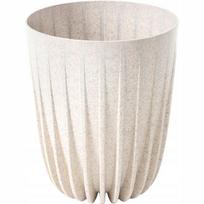 Plastikinis vazonas su "Mira Eco" mediniu įdėklu 14,5 cm, baltas