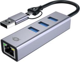 No Name Conceptronic ABBY25G USB-C to Gigabit Network Adapter with 3-Port USB Hub