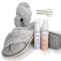 Dovana 4in1: moterų Nowo® avies vilnos šlepetės, VCA Textil® žieminės alpakų kojinės, balzamas ir dezodorantas