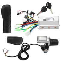 2 in 1 Electric Bicycle Electric Scooter Controller LCD Split Meter Throttle Grip Set gray