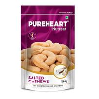 Pureheart Nutreat Roasted Salted Cashews (200 gm), Flavourful | Premium Salted Whole Cashew Nuts| Rich in Protein & Fiber 200GM