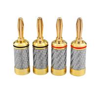 Auditory Banana Plugs Gold Plated Carbon Fiber Shell Connectors Solderless For Highest Fidelity Audiophiles