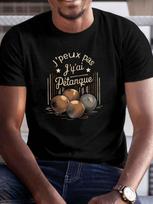 Plus Sizeunisex T-Shirt with Unique Petanque Graphic - Casual, Breathable Polyester, Round Neck - Perfect for Summer, Leisure Clothing|Round Neck T-Sh S įvairiaspalvis