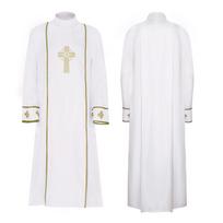 Balta kunigo toga Dvasininkų katalikų chalatas Pastoriaus apranga Kostiumas Helovinas Cosplay Kunigo maldos uniforma Vintažinė toga XL smėlis