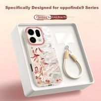 XP Oppo Find X9 Pro Phone Case Full Coverage Lens Protection Shockproof Heat Dissipation Silicone Ultra-Thin with Lanyard - Antique White Wealth Charm