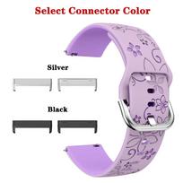 Compatible with Fitbit Versa 4 3 Band Silicone Engrave Flower Print Men Women Replacement Band Accessories for Fitbit Versa 3 4 Versa 4&Silver Connector levandų violetinė spalva
