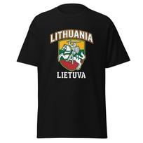 Lithuania Lietuva Vytis T‑Shirt and kids shirt, Lithuanian Pride Coat Of Arms Tee, Patriotic Baltic Heritage Top, Country Souvenir Gift 120 gray