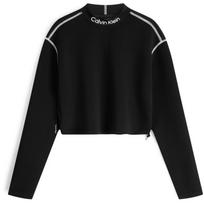 Calvin Klein Reflective Stripe Letter Print Stand Collar Short Pullover Sweatshirt Women sweatshirt Space-Black 4WF3W326-001 M black