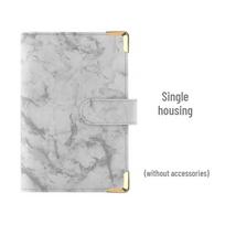Marble A6 Ring Binder Cash Budget Notebook - PU Leather Planner with Removable Pages gray