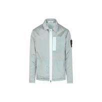Stone Island FW22 Metallic Nylon Solid Color Polo Collar Long Sleeve Jacket Men Jacket Light-Blue 7715Q0519-V0044 XL gray