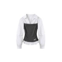 New Spring Faux Two-Piece Plaid Shirt with Wide-Leg Pants for Women S (80-95 cm) white