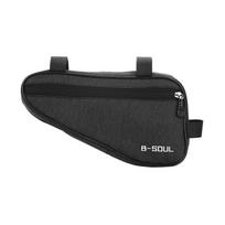 B-SOUL Bicycle Frame Bag Waterproof Durable Oxford Fabric Large Capacity Triangle Shape with Zipper Closure for Cycling Storage One Size black