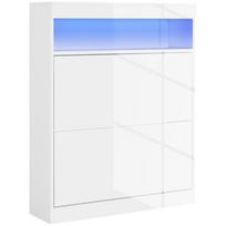 Batų spintelė su LED apšvietimu ir 2 atverčiamomis stalčiomis 12-16 porų batams 80x24x99,5 cm Blizgi balta 80 x 24 x 99.5 cm