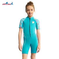 Kids 1.5mm Neoprene Wetsuit Snorkeling Swimming Surfing Warm Full-Body Dive Suit Blue Child Small mėlyna