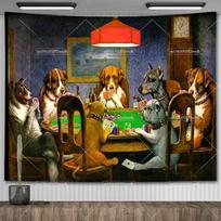 Cassius Marcellus Coolidge Šunys žaidžia pokerį Iliustracija Sienos dekoras Gobelenas Kawaii Gobelenai Estetiškas miegamojo dekoras 100X70CM gray