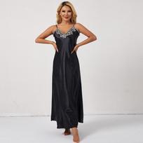 Seksualūs pižamos, moteriškos naktinės suknelės-camisole, ilga laisvalaikio apranga, brandi ir elegantiška, prigludusio kirpimo, madinga minimalistinė laisvalaikio apranga M brown