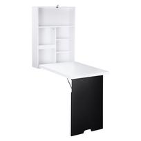 Sieninis rašomasis stalas, sulankstomas stalviršis, 5 skyreliai, 60x94,5x147cm, Juoda/Balta 60 x 94 x 5 cm