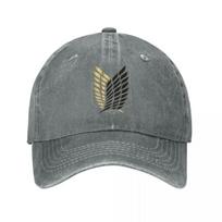 Vintažinės Shingeki No Kyojin Attack On Titan beisbolo kepurės Unisex stiliaus nusidėvėjusios džinsinės snapback kepurės Anime kelioninės kepurės Kepurė Adjustable gray