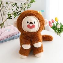 New Internet celebrity face-changing monkey plush doll cute expression little monkey doll big throw pillow child hug sleeping doll 23cm/0.18kg brown
