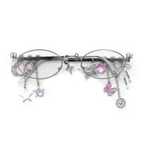 Fashion Sweet Cool Spicy Girl Eyeglasses Sakura Fashion Star Diamond Small Frame Elliptical Glasses for Women Eyeglasses