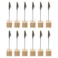 12 vnt. vietos kortelių laikikliai su klipsu, stovimi nuotraukų laikikliai, nuotraukų stovas, užrašų klipų laikikliai verslo vakarėliui 1 beige