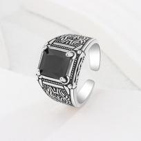 Yin Taifei Retro Korean-Japanese Silver Open Ring - Versatile Court Style for Women & Men Adjustable Open white