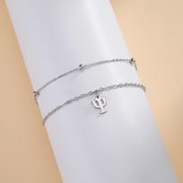 LIKGREAT Stainless Steel Psychology Soul Symbol Pendant Bracelet for Women Lady Double Chain Valentine's Day Gift Wholesale white