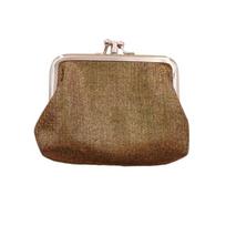Vintage Glitter Mini Coin Purse Portable Kiss Lock Closure Change auksinė