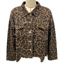Madingas pavasario leopardo džinsinis paltas moterims S smėlis