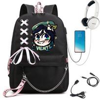 Genshin Impact Original God, Student School Bag Large Capacity Usb Backpack Outdoor Travel Computer Bag Ribbon black