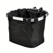 Detachable Folding Bike Basket Front Handlebar Pet Dog Cat Carrier Bag Collapsible Waterproof Bicycle Storage black