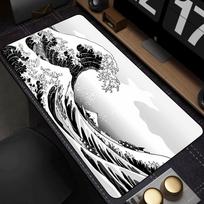 Mouse Pad Gamer Black Great Wave Art Mousepad XXL Mechanical Keyboard Pad Non-Slip Carpet Natural Rubber Big Mouse Mats 900x400 30cmx60cm(11.8x23.6inch) black