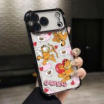 Cartoon Cat Garfields Phone Case for iPhone 17 Air 16 15 14 Plus 13 12 11 Pro Max X Xs XR 8 e Anti-drop Transparent Soft Cover iPhone 15 white