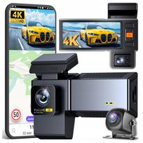 Automobilinė vaizdo registratorius su 3 kameromis