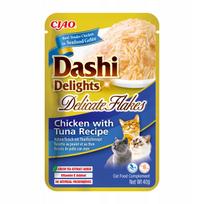 Papildomas pašaras katėms INABA DASHI DELIGHTS FLAKES su vištiena ir tunu 40g