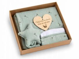 Kūdikio dovanų dėžutė: muslino vystyklas, 2 vystyklai, Hugging Mint