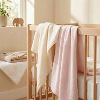 Vaikiškos muslino medvilninės sauskelnės MUŠELÍN cream+pink, smetanová