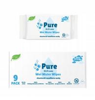 Drėgnos servetėlės Pure Water Wipes BIO, 99,9% vandens, 9x60 vnt.