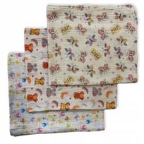 Mini sauskelnių muslino šluostės 38x38, 3 vnt., Butterflies Animals