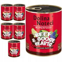 Šunų maistas DOLINA NOTECI SUPERFOOD žąsies širdis, jautiena 6x800g