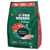 Hipoalerginis jautienos ir triušienos pašaras su žolelėmis, 3 kg, Pan Mięsko