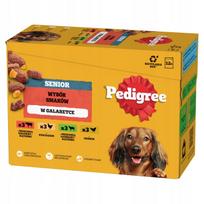 Šunų maistas Pedigree Senior su įvairiais skonių drebučiais 12 x 100 g