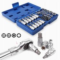 Torx galvučių rinkinys, 34 vnt., E4-E20, T10-T60, automobilių ir dviračių remontui