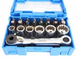 Atsuktuvų antgalių ir terkšlės rinkinys Vario-Plus 1/4” 24 vnt. SATRA S-BS24S