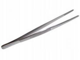 Metalinės pincetės 18 cm tiesios su rievėmis