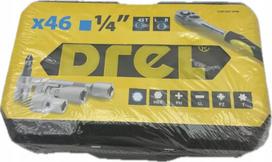 Galvučių rinkinys su terkšle Drel, 1/4", 46 vnt.