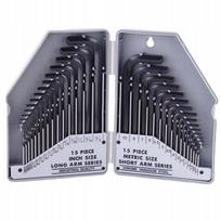 Šešiakampių raktų rinkinys HEX CHROME, 30 vnt., metriniai ir coliniai