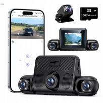 Automobilio vaizdo registratorius su priekine, galine ir vidine 360° HD kamera
