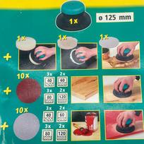 Rankinis šlifavimo ir poliravimo rinkinys WOLFCRAFT 125 mm
